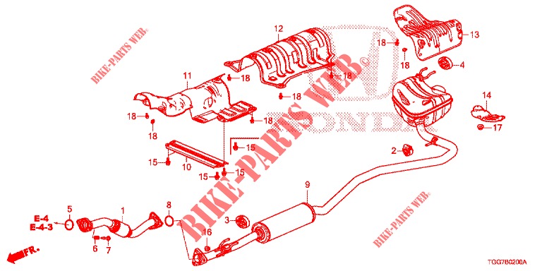 AUSPUFFROHR/SCHALLDAEMPFER (1,0 L) für Honda CIVIC 1.0 EXCLUSIVE NAVI 5 Türen 6 gang-Schaltgetriebe 2017