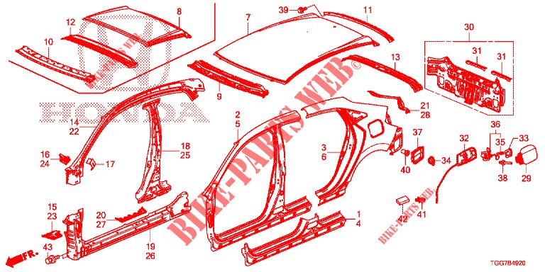 AUSSENBLECHE/TAFEL, HINTEN  für Honda CIVIC 1.0 EXCLUSIVE NAVI 5 Türen 6 gang-Schaltgetriebe 2017