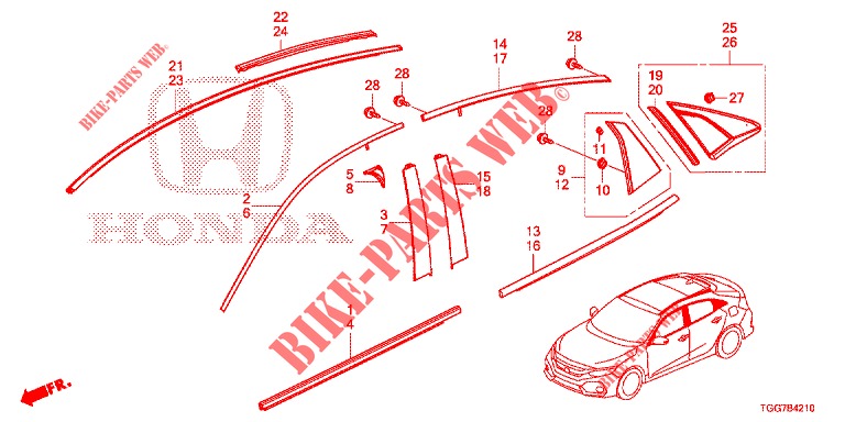 GRILL, VORNE/ZIERLEISTE  für Honda CIVIC 1.0 EXCLUSIVE NAVI 5 Türen 6 gang-Schaltgetriebe 2017
