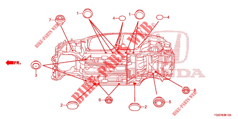 GUMMITUELLE (INFERIEUR) für Honda CIVIC 1.0 EXCLUSIVE NAVI 5 Türen 6 gang-Schaltgetriebe 2017