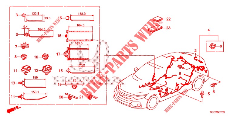 KABELBAUM (4) (LH) für Honda CIVIC 1.0 EXCLUSIVE NAVI 5 Türen 6 gang-Schaltgetriebe 2017