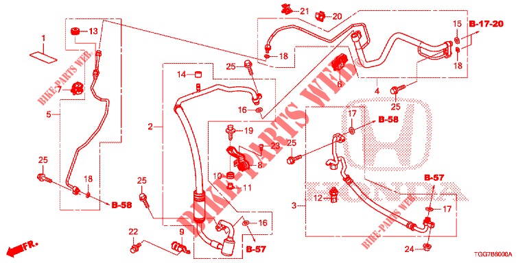 KLIMAANLAGE (FLEXIBLES/TUYAUX) (1,0 L) (LH) für Honda CIVIC 1.0 EXCLUSIVE NAVI 5 Türen 6 gang-Schaltgetriebe 2017