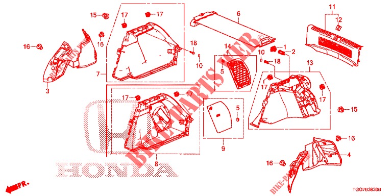 KOFFERRAUM SEITENVERKL.  für Honda CIVIC 1.0 EXCLUSIVE NAVI 5 Türen 6 gang-Schaltgetriebe 2017