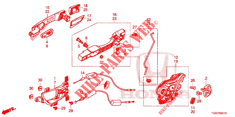 TUERSCHLOESSER, HINTEN/AEUSSERER GRIFF  für Honda CIVIC 1.0 EXCLUSIVE NAVI 5 Türen 6 gang-Schaltgetriebe 2017