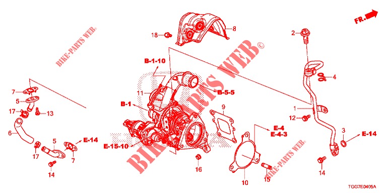 TURBOLADER (1,0 L) für Honda CIVIC 1.0 EXCLUSIVE NAVI 5 Türen 6 gang-Schaltgetriebe 2017