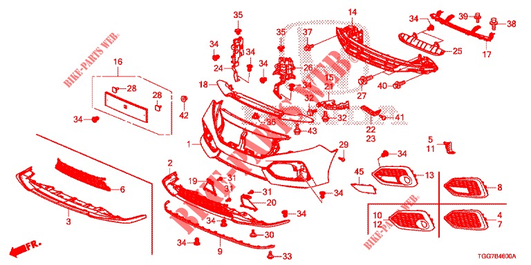 VORDERE STOSSFAENGER  für Honda CIVIC 1.0 EXCLUSIVE NAVI 5 Türen 6 gang-Schaltgetriebe 2017