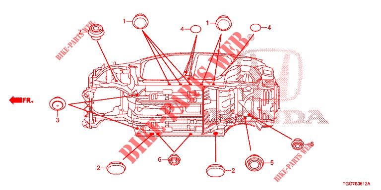GUMMITUELLE (INFERIEUR) für Honda CIVIC 1.0 EXCLUSIVE NAVI 5 Türen vollautomatische 2017