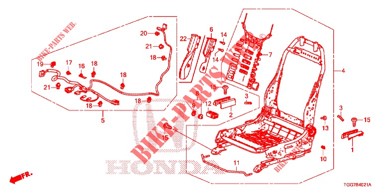 VORNE SITZKOMPONENTEN (D.) (SIEGE REGLAGE MANUEL) (2) für Honda CIVIC 1.0 EXCLUSIVE NAVI 5 Türen vollautomatische 2017