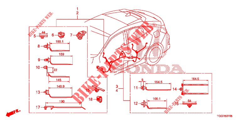 KABELBAUM (6) (LH) für Honda CIVIC  1.0 ENTRY 5 Türen 6 gang-Schaltgetriebe 2018