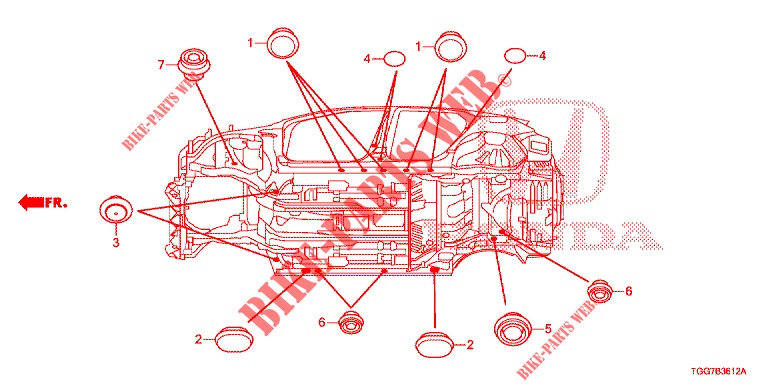 GUMMITUELLE (INFERIEUR) für Honda CIVIC 1.0 ENTRY 5 Türen vollautomatische 2018