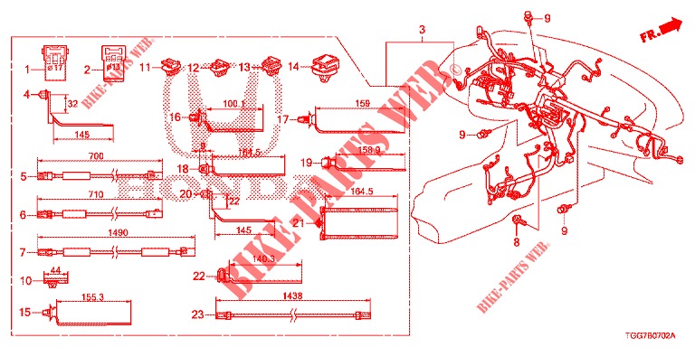 KABELBAUM (3) (LH) für Honda CIVIC 1.0 MID 5 Türen 6 gang-Schaltgetriebe 2018