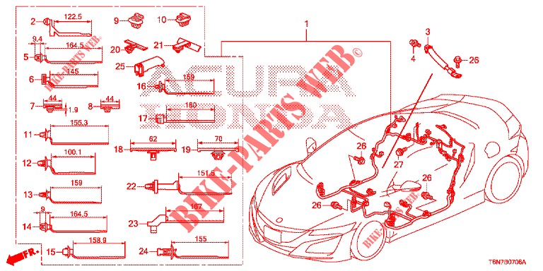 KABELBAUM (4) (LH) für Honda NSX 3.5 BASE 2 Türen DCT 2017