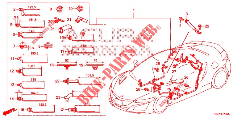 KABELBAUM (4) (LH) für Honda NSX 3.5 FIF 2 Türen DCT 2018