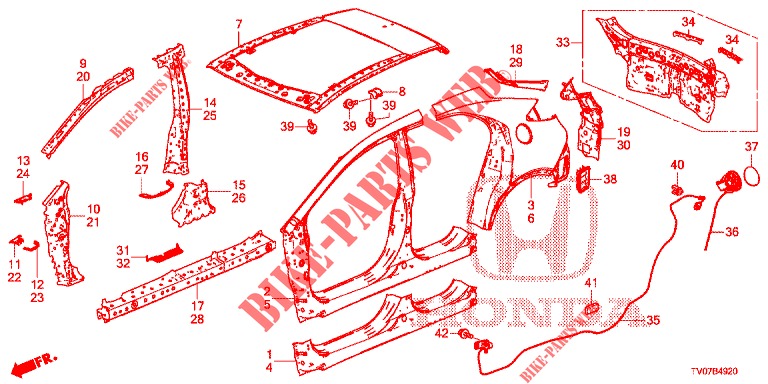 AUSSENBLECHE/TAFEL, HINTEN  für Honda NSX 3.5 FIF 2 Türen DCT 2019