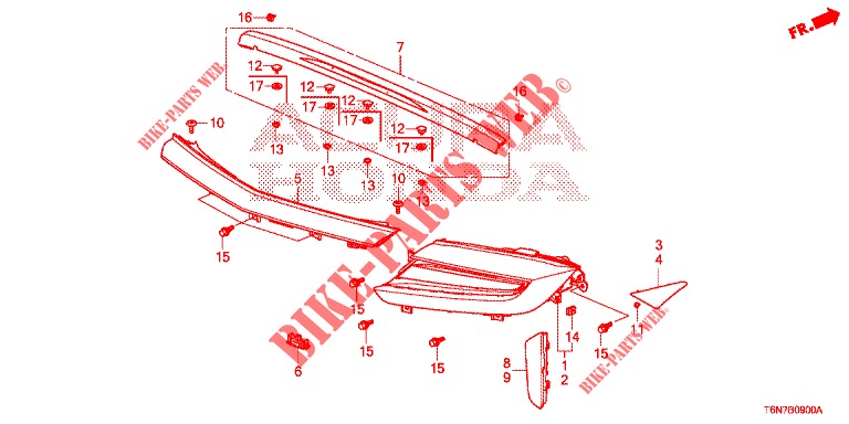 HECKLEUCHTE/KENNZEICHENBELEUCHTUNG (PGM FI)  für Honda NSX 3.5 FIF 2 Türen DCT 2019