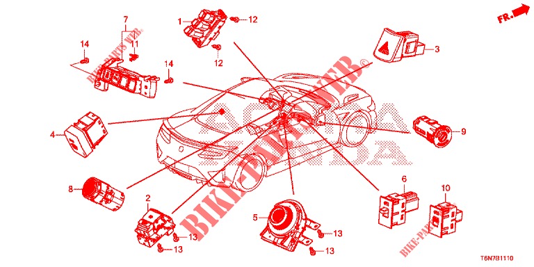 SCHALTER (LH) für Honda NSX 3.5 FIF 2 Türen DCT 2019