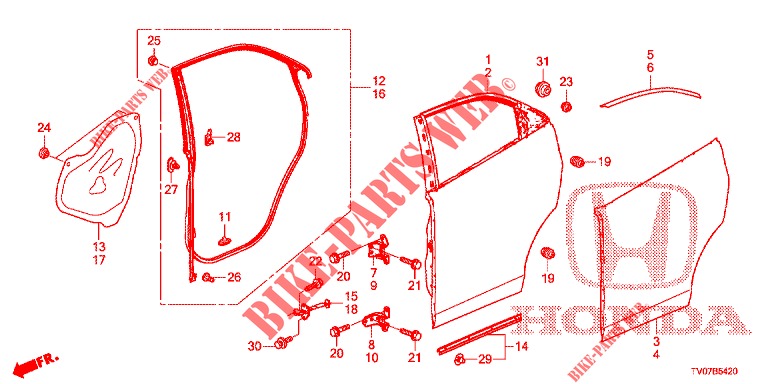 TUERBLECHE, HINTEN(4D)  für Honda NSX 3.5 FIF 2 Türen DCT 2019