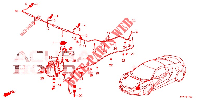 WINDSCHUTZSCHEIBENWASCHER (2D)  für Honda NSX 3.5 FIF 2 Türen DCT 2019