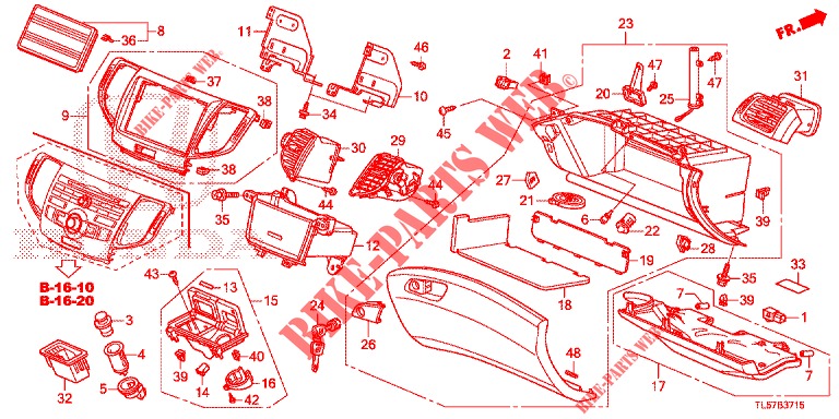 INSTRUMENT, ZIERSTUECK (COTE DE PASSAGER) (LH) für Honda ACCORD TOURER 2.0 EXECUTIVE 5 Türen 6 gang-Schaltgetriebe 2015