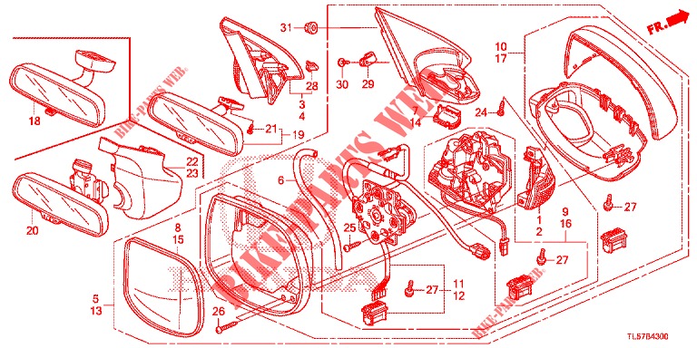 SPIEGEL/SCHIEBEDACH  für Honda ACCORD TOURER 2.0 EXECUTIVE 5 Türen 6 gang-Schaltgetriebe 2015