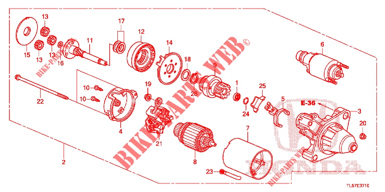 ANLASSER (DENSO) (DIESEL) (MT) für Honda ACCORD TOURER 2.0 S 5 Türen 6 gang-Schaltgetriebe 2015
