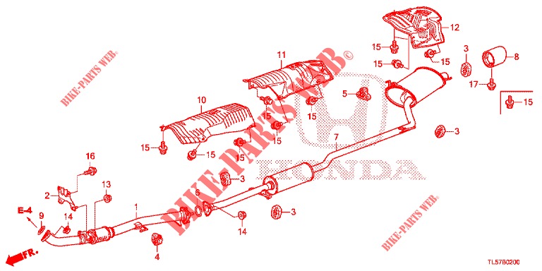 AUSPUFFROHR (2.0L) für Honda ACCORD TOURER 2.0 S 5 Türen 6 gang-Schaltgetriebe 2015