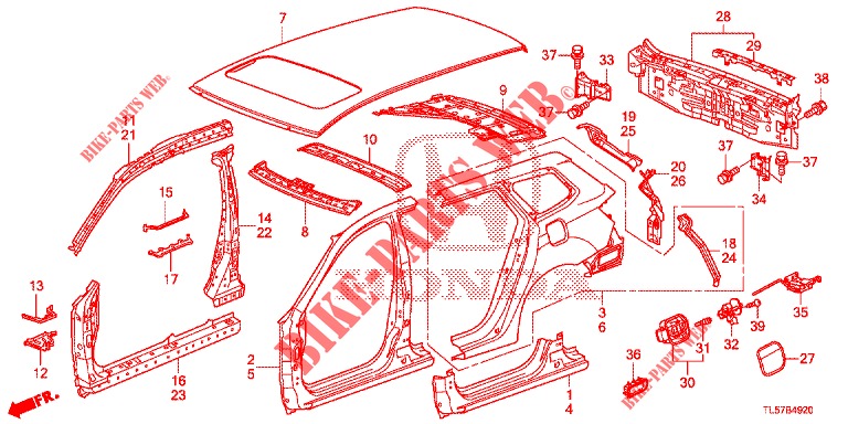 AUSSENBLECHE/TAFEL, HINTEN  für Honda ACCORD TOURER 2.0 S 5 Türen 6 gang-Schaltgetriebe 2015