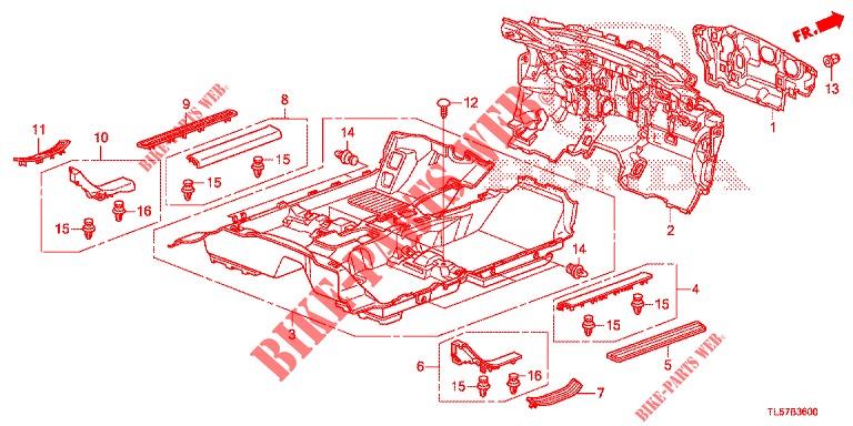 BODENMATTE/ISOLATOR  für Honda ACCORD TOURER 2.0 S 5 Türen 6 gang-Schaltgetriebe 2015