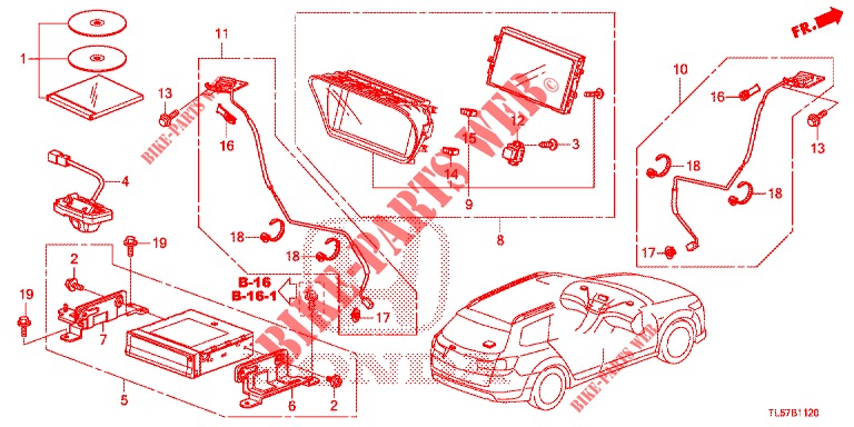 EINBAUSATZ F. RNS2  für Honda ACCORD TOURER 2.0 S 5 Türen 6 gang-Schaltgetriebe 2015