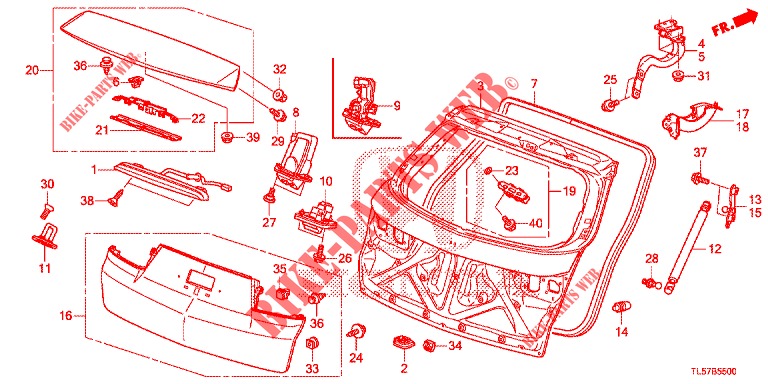 HECKKLAPPENPLATTE(2D)  für Honda ACCORD TOURER 2.0 S 5 Türen 6 gang-Schaltgetriebe 2015