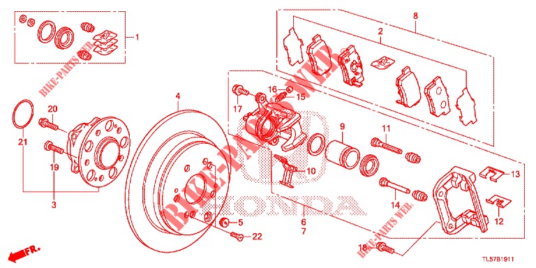 HINTERRADBREMSE (2) für Honda ACCORD TOURER 2.0 S 5 Türen 6 gang-Schaltgetriebe 2015