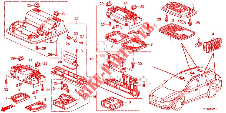 INNENLEUCHTE (2) für Honda ACCORD TOURER 2.0 S 5 Türen 6 gang-Schaltgetriebe 2015