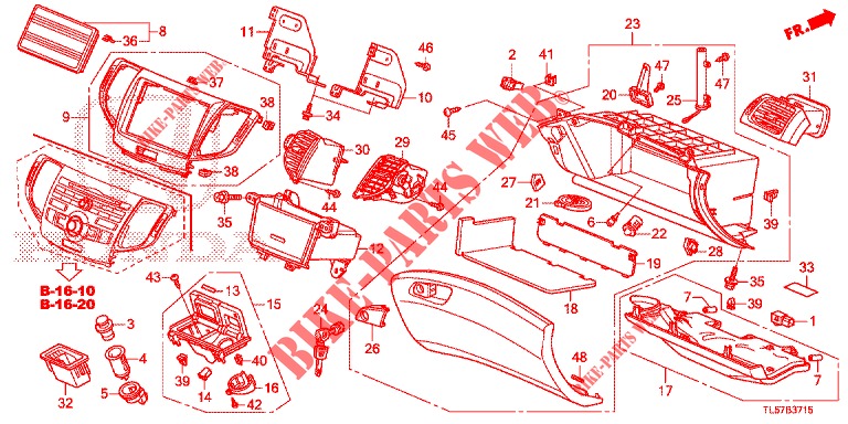 INSTRUMENT, ZIERSTUECK (COTE DE PASSAGER) (LH) für Honda ACCORD TOURER 2.0 S 5 Türen 6 gang-Schaltgetriebe 2015