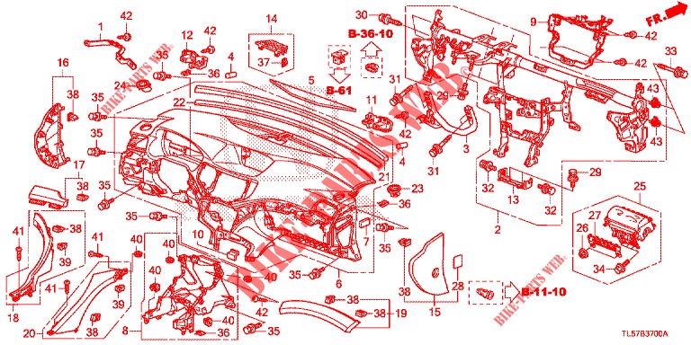 INSTRUMENTENBRETT, OBEN (LH) für Honda ACCORD TOURER 2.0 S 5 Türen 6 gang-Schaltgetriebe 2015