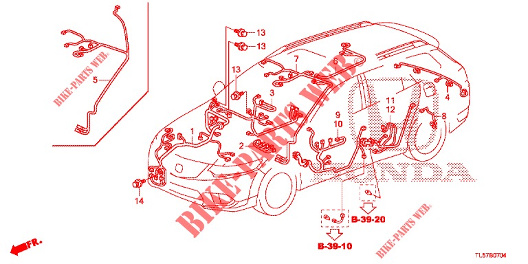 KABELBAUM (3) (LH) für Honda ACCORD TOURER 2.0 S 5 Türen 6 gang-Schaltgetriebe 2015