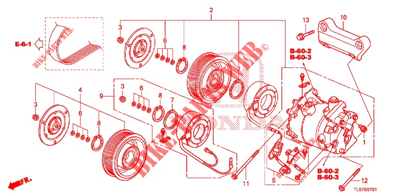 KLIMAANLAGE (COMPRESSEUR) (2.4L) für Honda ACCORD TOURER 2.0 S 5 Türen 6 gang-Schaltgetriebe 2015