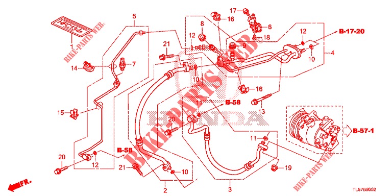 KLIMAANLAGE (FLEXIBLES/TUYAUX) (2.4L) (LH) für Honda ACCORD TOURER 2.0 S 5 Türen 6 gang-Schaltgetriebe 2015