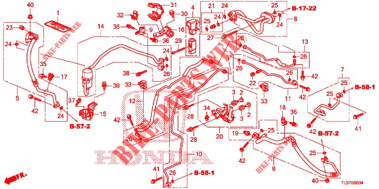 KLIMAANLAGE (FLEXIBLES/TUYAUX) (DIESEL) (LH) für Honda ACCORD TOURER 2.0 S 5 Türen 6 gang-Schaltgetriebe 2015