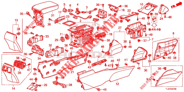 KONSOLE (LH) für Honda ACCORD TOURER 2.0 S 5 Türen 6 gang-Schaltgetriebe 2015