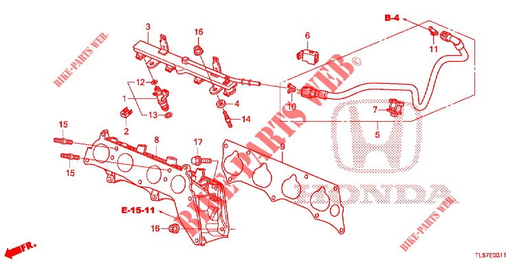 KRAFTSTOFFEINSPRITZUNG (2.4L) für Honda ACCORD TOURER 2.0 S 5 Türen 6 gang-Schaltgetriebe 2015