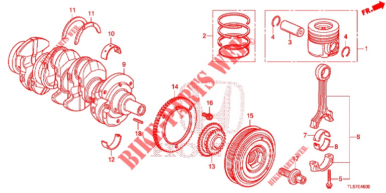 KURBELWELLE/KOLBEN (DIESEL) für Honda ACCORD TOURER 2.0 S 5 Türen 6 gang-Schaltgetriebe 2015