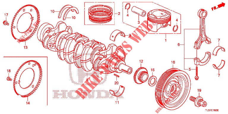 KURBELWELLE/KOLBEN  für Honda ACCORD TOURER 2.0 S 5 Türen 6 gang-Schaltgetriebe 2015