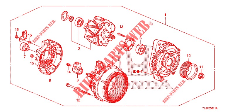 LICHTMASCHINE (DENSO) (2.4L) für Honda ACCORD TOURER 2.0 S 5 Türen 6 gang-Schaltgetriebe 2015