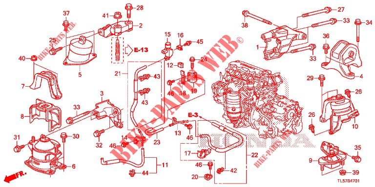 MOTORBEFESTIGUNGEN (2.0L) (AT) für Honda ACCORD TOURER 2.0 S 5 Türen 6 gang-Schaltgetriebe 2015