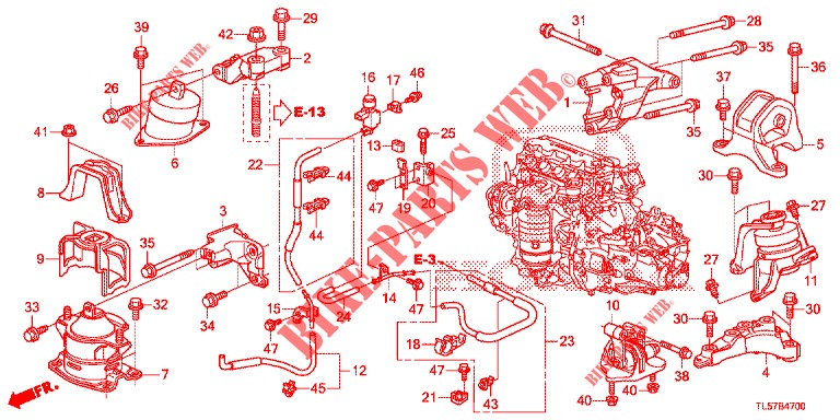 MOTORBEFESTIGUNGEN (2.0L) (MT) für Honda ACCORD TOURER 2.0 S 5 Türen 6 gang-Schaltgetriebe 2015