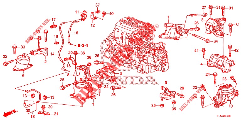 MOTORBEFESTIGUNGEN (2.4L) (AT) für Honda ACCORD TOURER 2.0 S 5 Türen 6 gang-Schaltgetriebe 2015