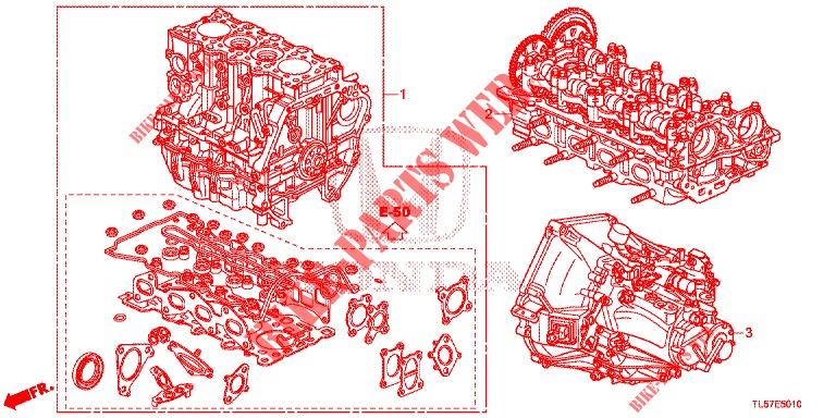 MOTOREINHEIT/GETRIEBE KOMPL. (DIESEL) für Honda ACCORD TOURER 2.0 S 5 Türen 6 gang-Schaltgetriebe 2015