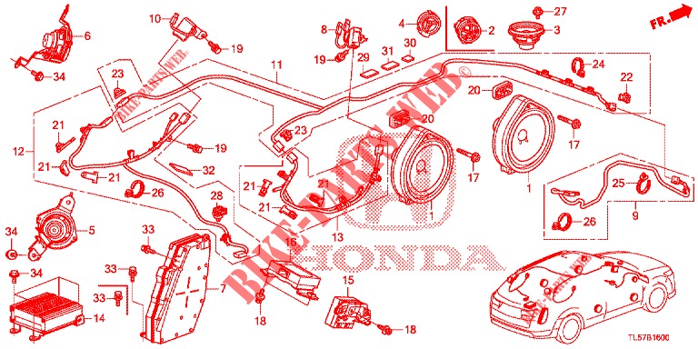 RADIOANTENNE/LAUTSPRECHER (LH) für Honda ACCORD TOURER 2.0 S 5 Türen 6 gang-Schaltgetriebe 2015