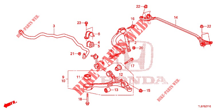 STABILISATOR, VORNE/UNTERER ARM, VORNE  für Honda ACCORD TOURER 2.0 S 5 Türen 6 gang-Schaltgetriebe 2015