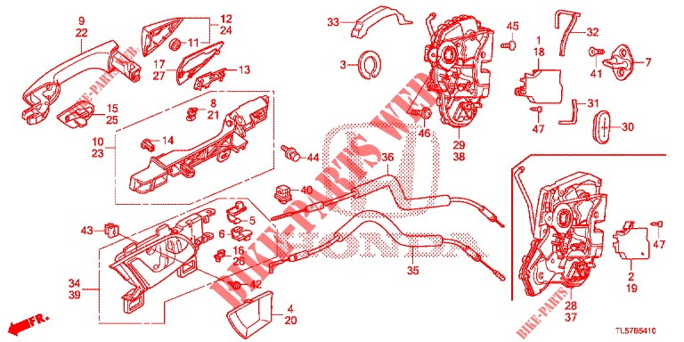 TUERSCHLOESSER, HINTEN/AEUSSERER GRIFF  für Honda ACCORD TOURER 2.0 S 5 Türen 6 gang-Schaltgetriebe 2015